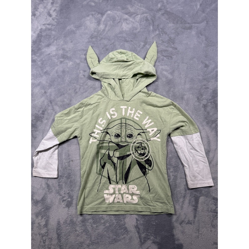 Star Wars Hoodie Youth Boys 4 Green Grogu Baby Yoda Graphic Long Sleeve Pullover